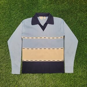 Vintage Marco Di Roma Dagger Collar Disco Shirt Womens Medium Stripe Textured